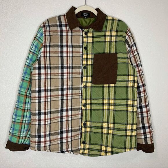 BoohooMAN Men’s Size Medium Plaid Thick Quilted Winter Jacket - Picture 1 of 11